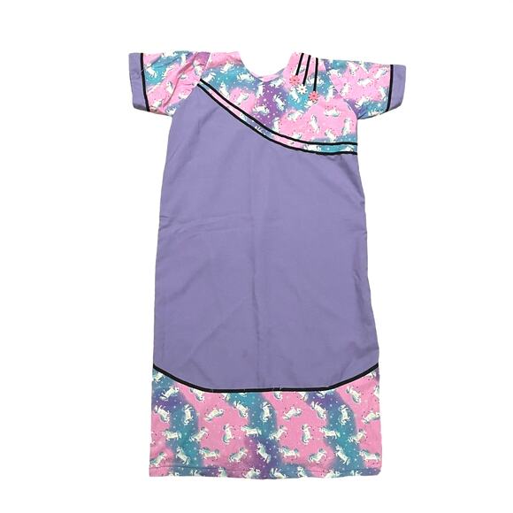 Vintage 80s purple and pink unicorn print muumuu midi dress L - Picture 6 of 6